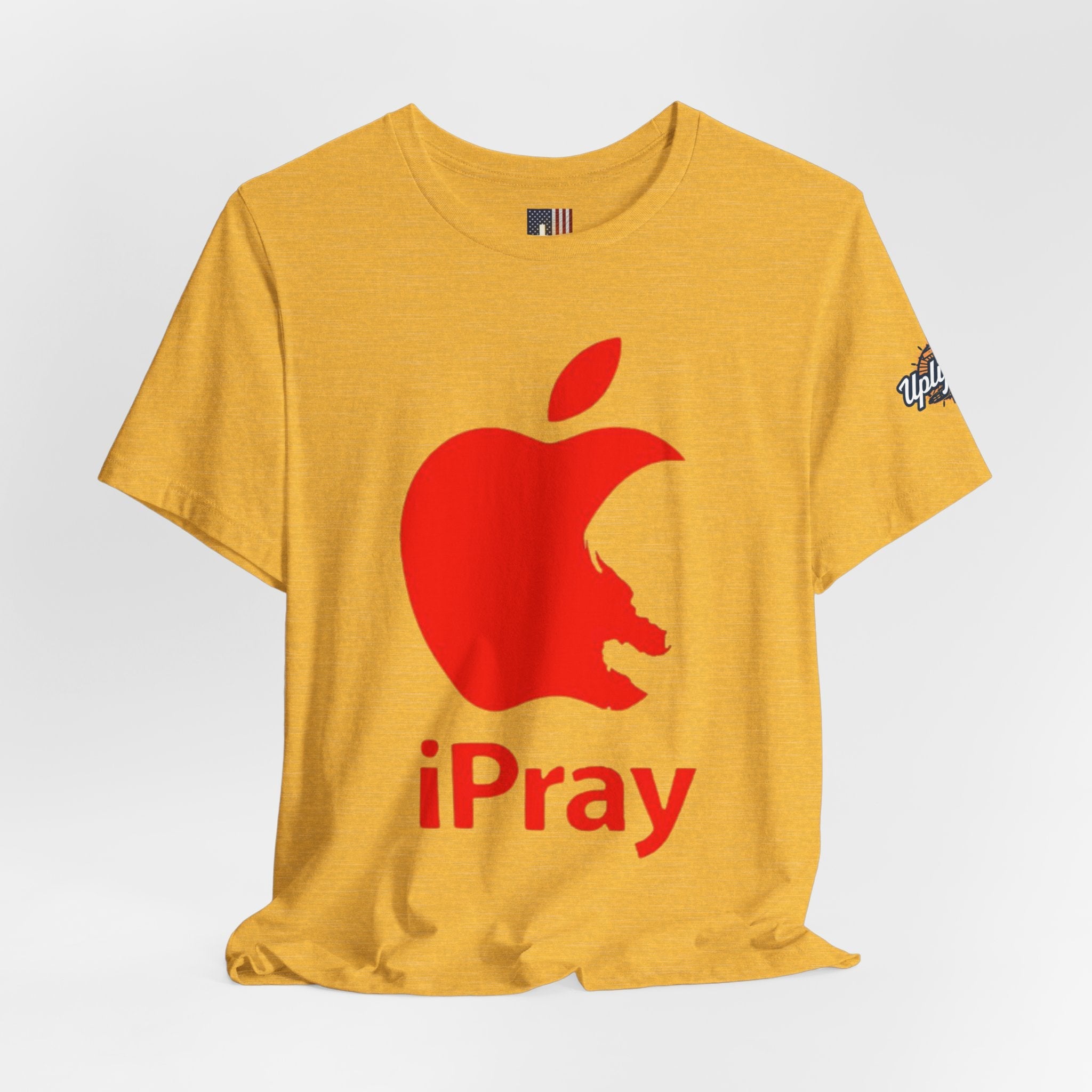 iPray Red Apple Christian T-Shirt — Faith Graphic Tee Printify