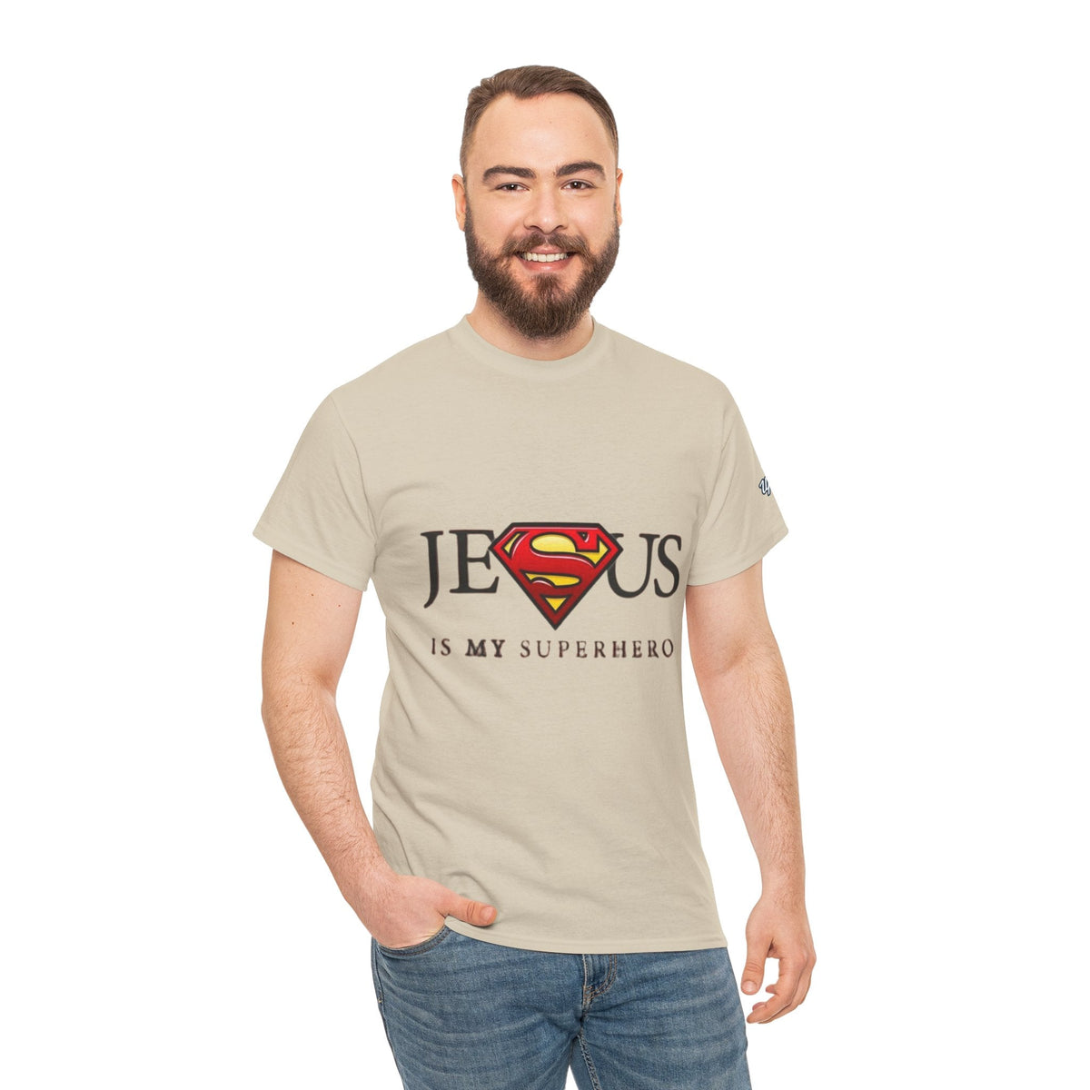 Jesus Is My Superhero T-Shirt — Faith-Based Superman-Inspired Tee Printify
