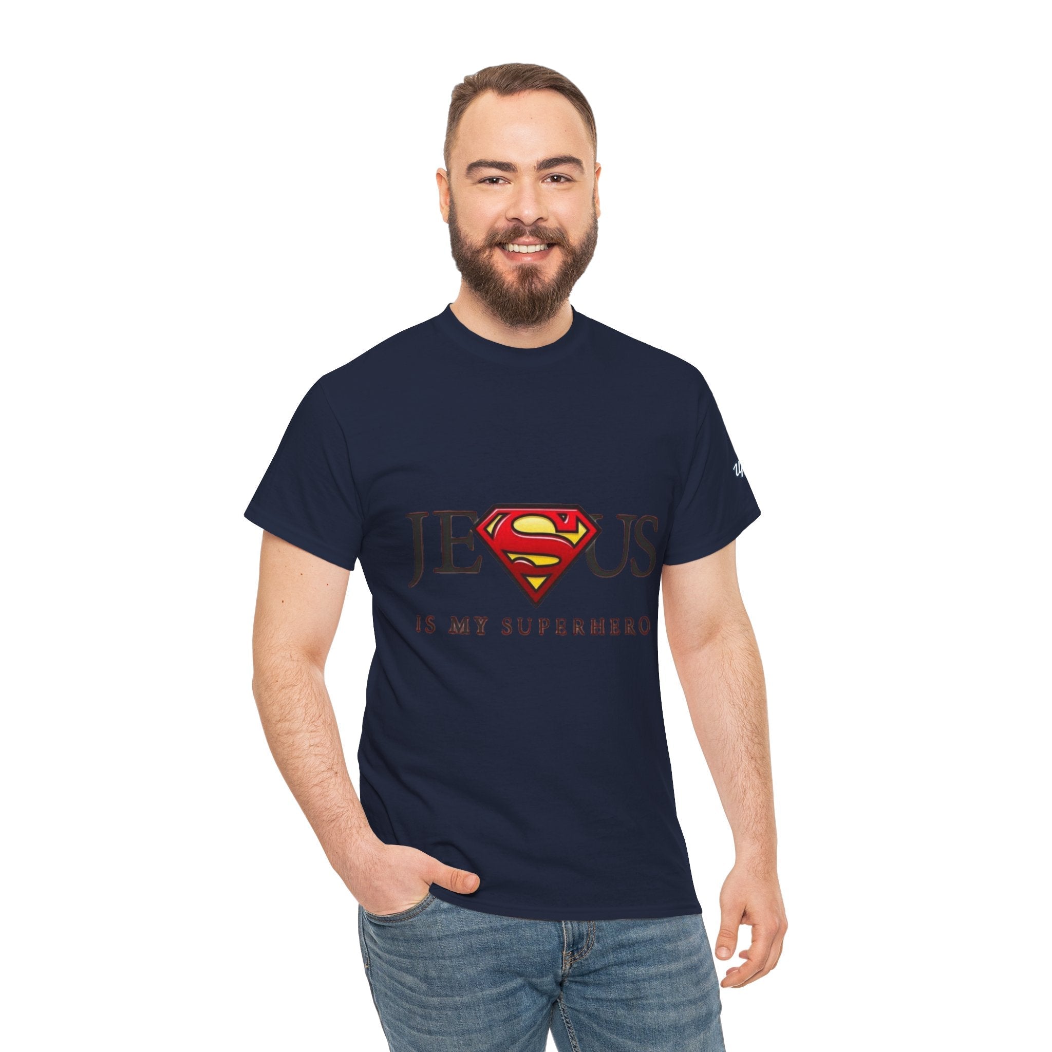 Jesus Is My Superhero T-Shirt — Faith-Based Superman-Inspired Tee Printify