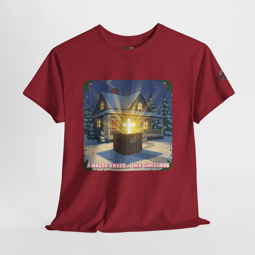 A Major Award This Christmas T-shirt – Fragile Leg Lamp Parody Cross Unboxing Christian T-shirt for Hilarious Faith & Holiday Glow Printify