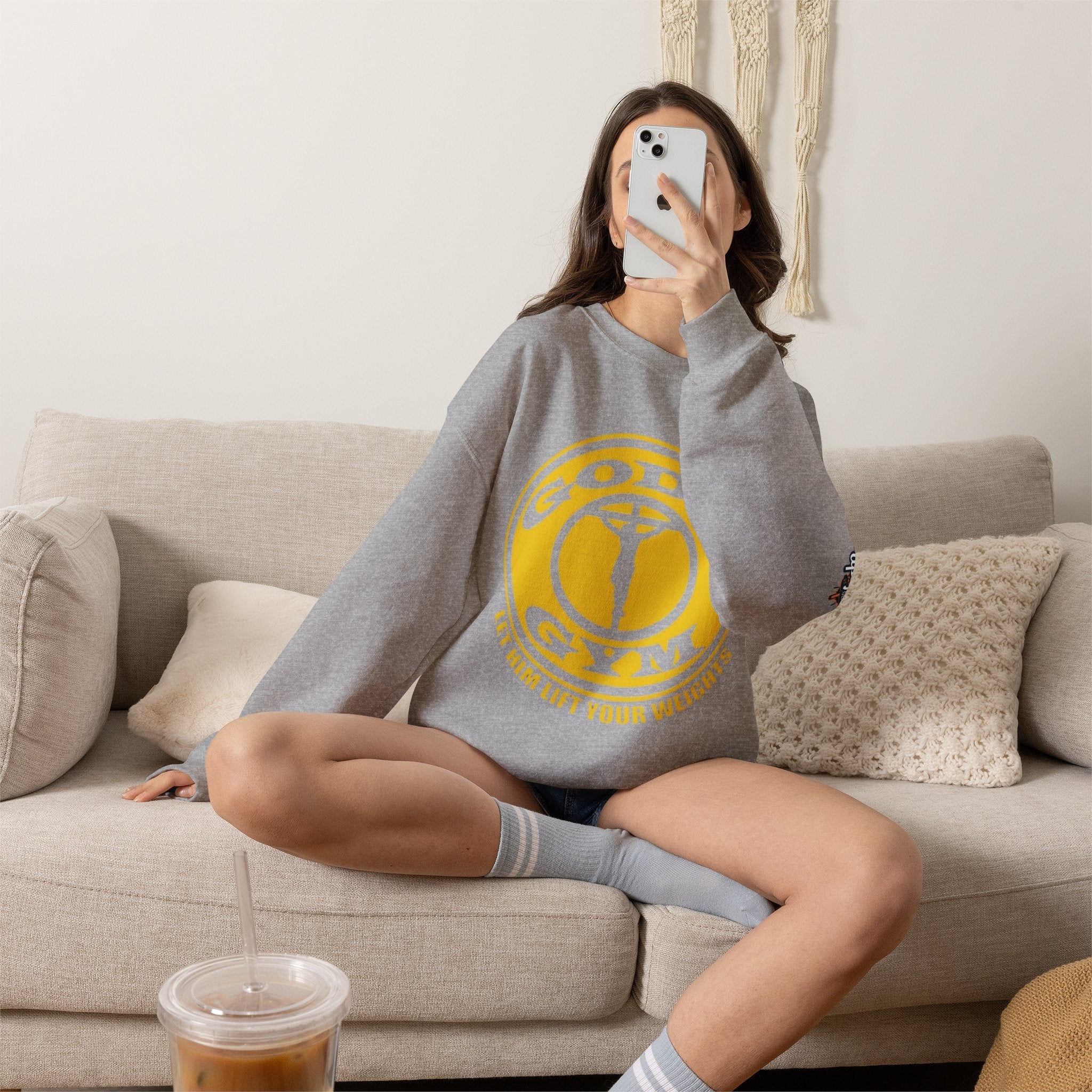 God's Gym Sweatshirt — "Let Him Lift Your Weights" Christian Fitness Sweatshirt Printify