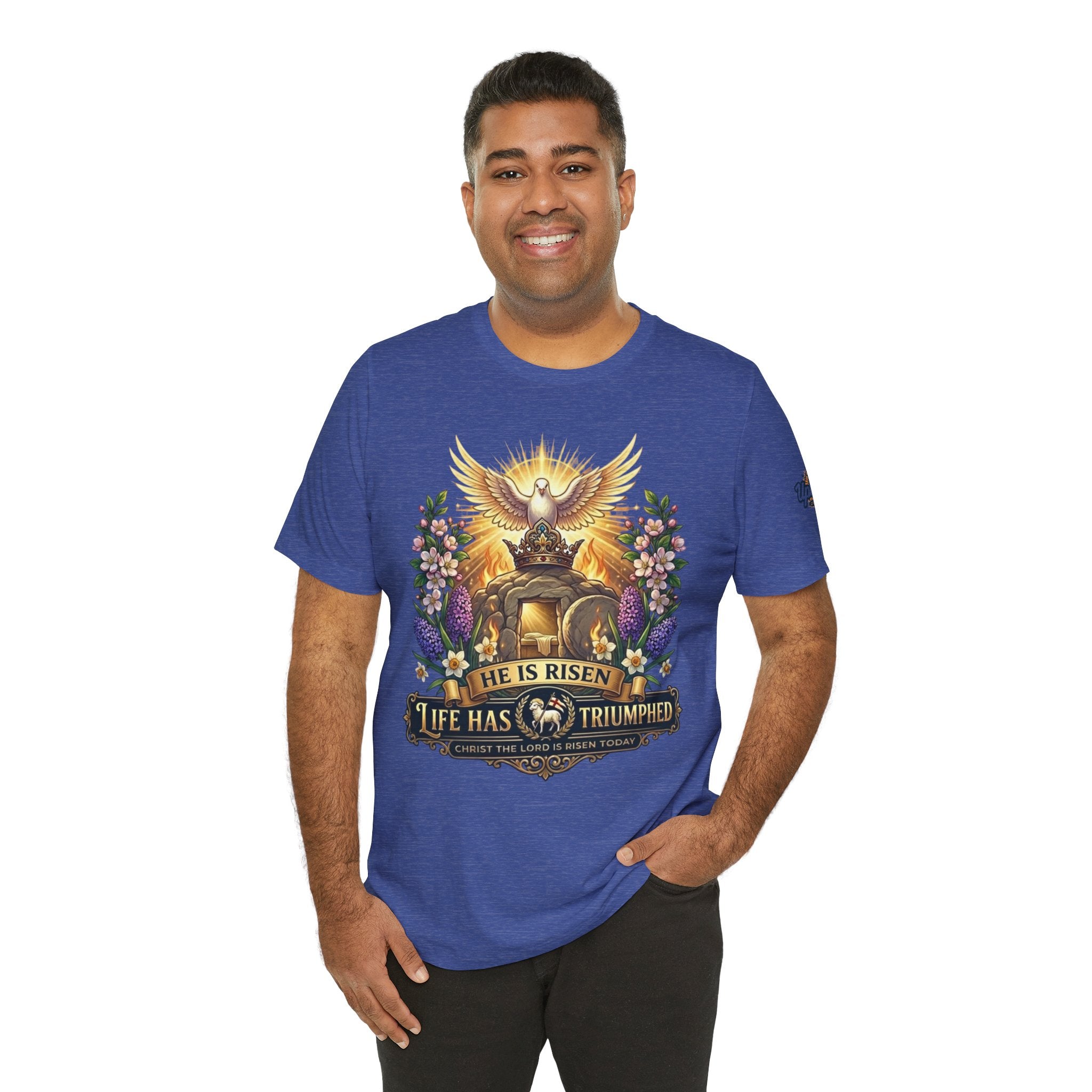 He Is Risen "Life Has Triumphed" T-Shirt — Easter Resurrection Christian Tee Printify