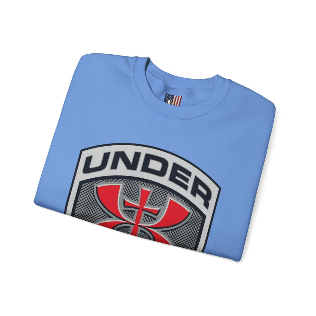 Under His Armor Crewneck Sweatshirt — Christian Faith Graphic Pullover Printify