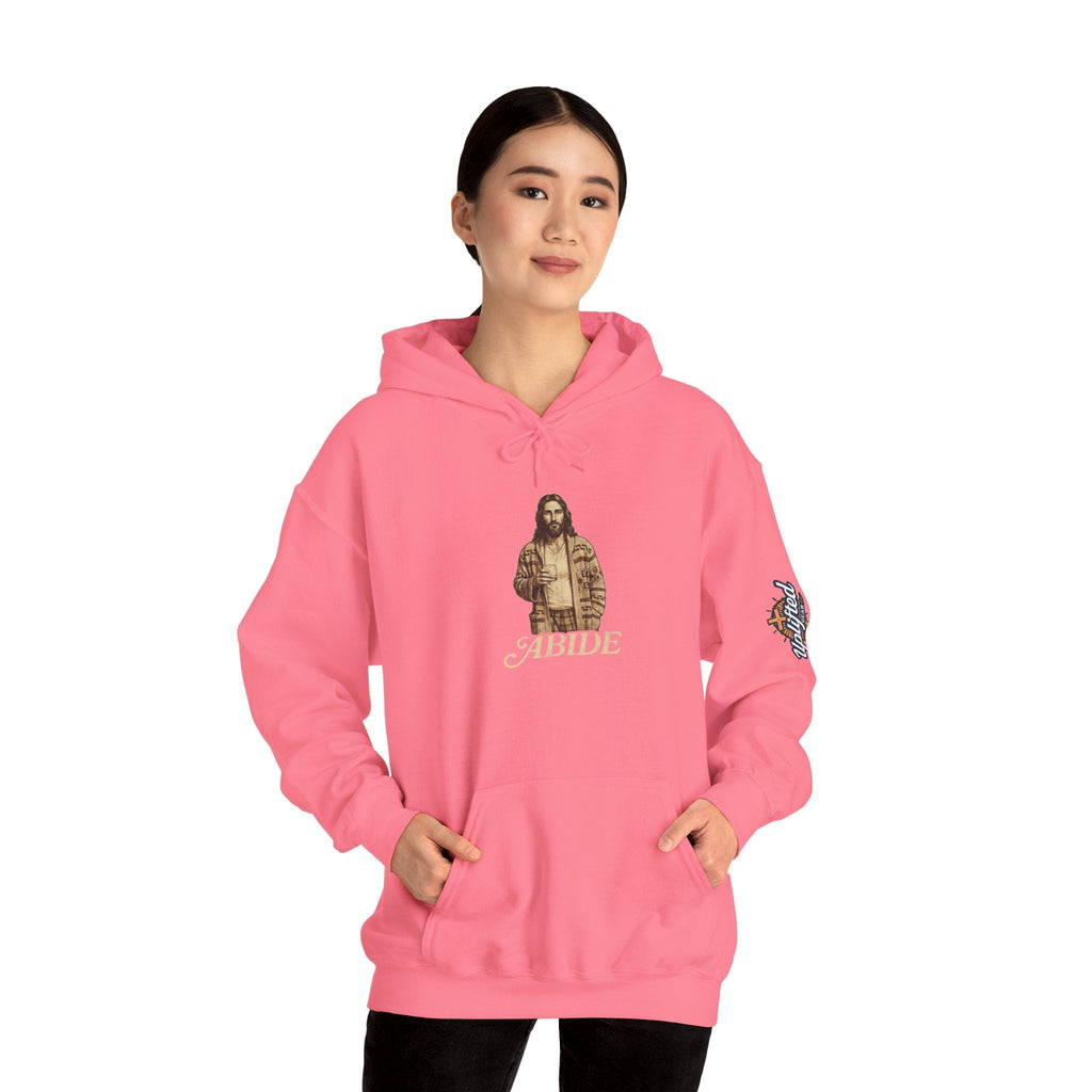 Abide Jesus Hoodie — Vintage 'The Dude' Religious Graphic Hoodie Printify
