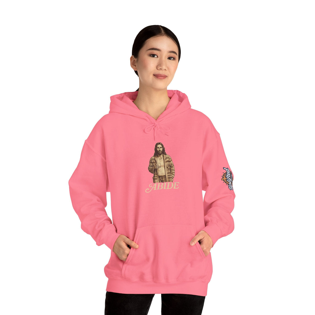 Abide Jesus Hoodie — Vintage 'The Dude' Religious Graphic Hoodie Printify