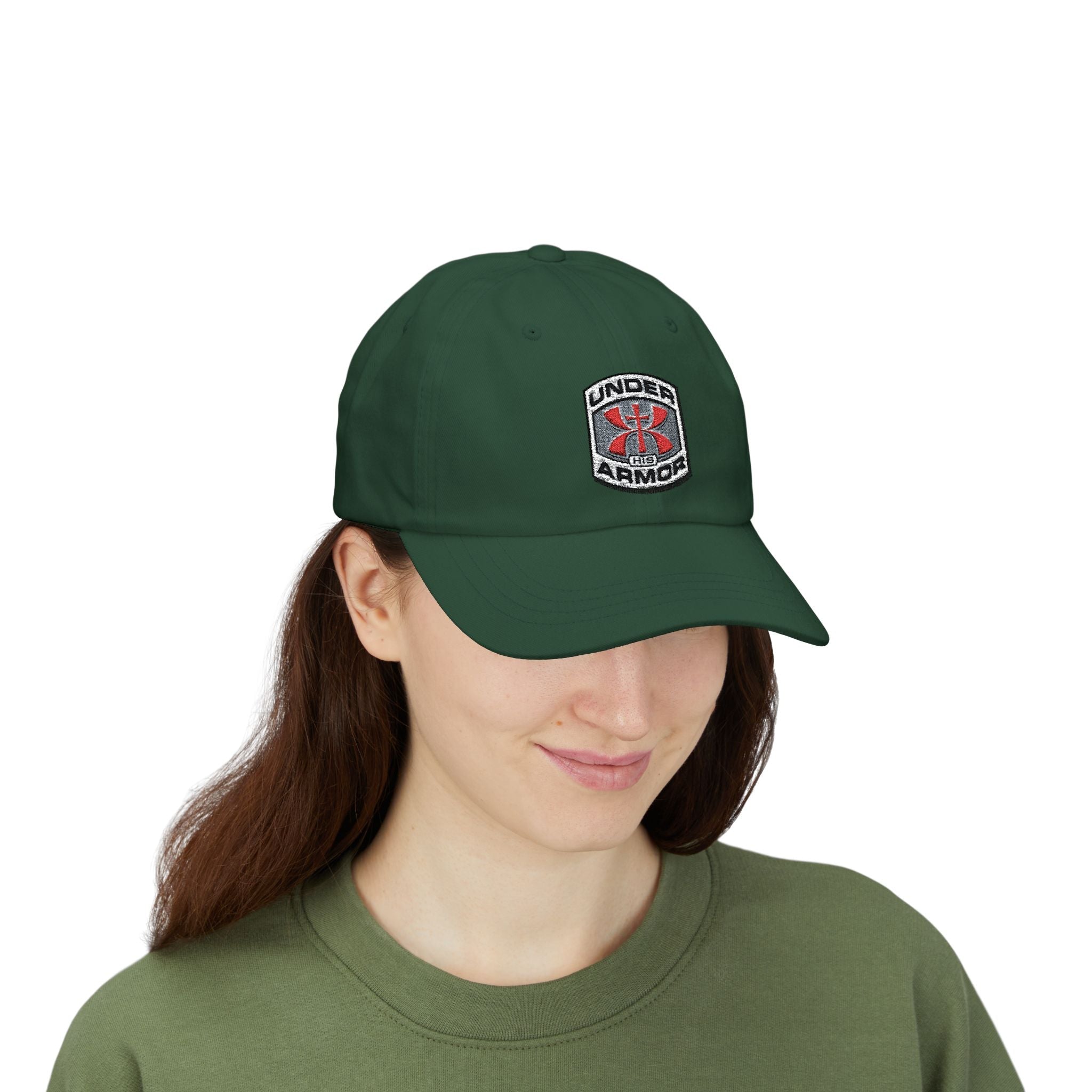Under Armor Classic Dad Cap - Embroidered White Baseball Hat Printify