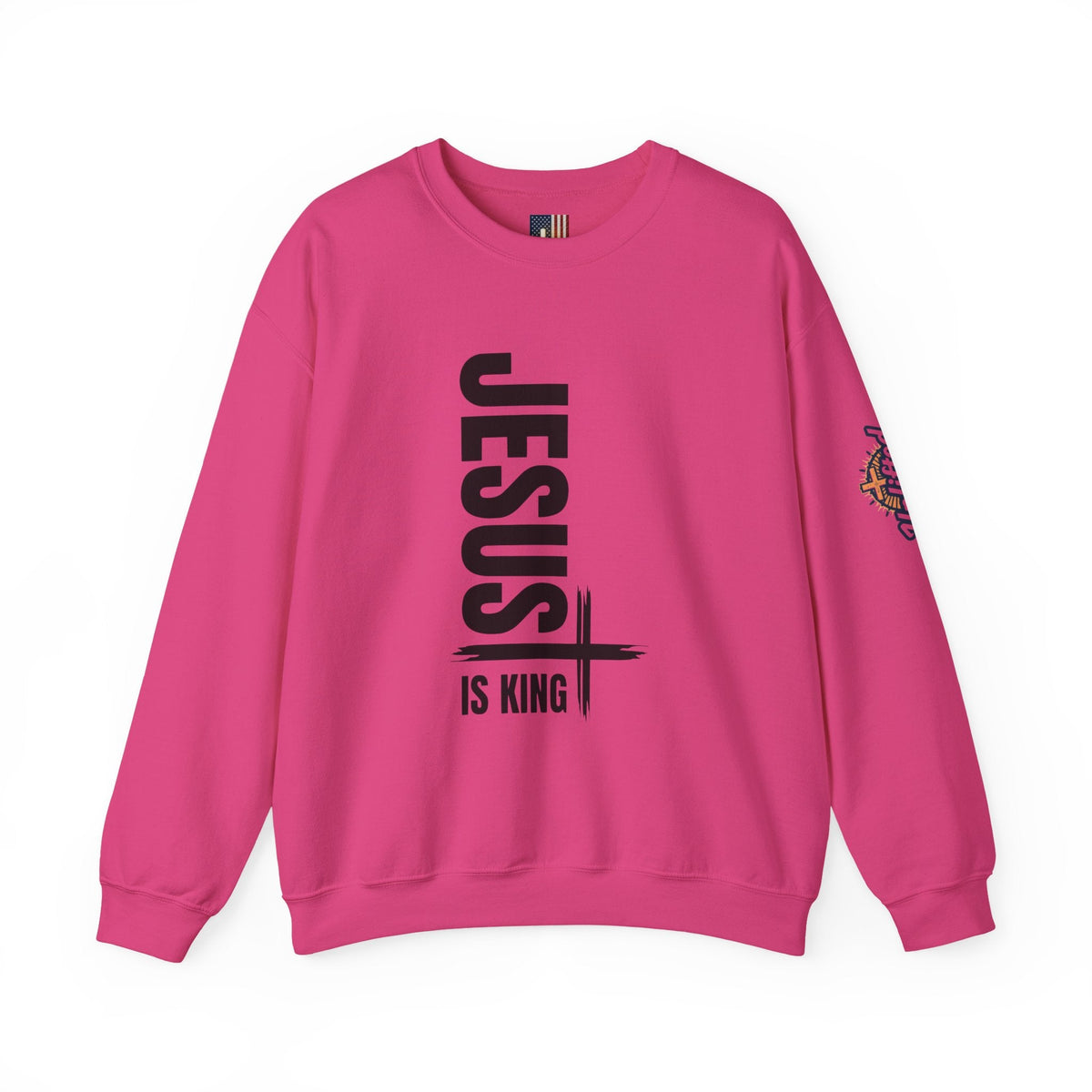 Jesus Is King Sweatshirt | Modern Typographic Cross Christian Sweatshirt Printify