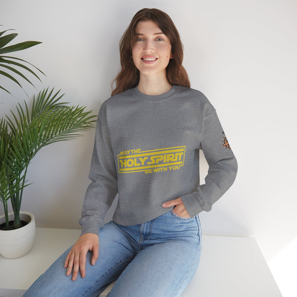 May the Holy Spirit Be With You Sweatshirt - Christian Star Wars Parody Sweatshirt Printify