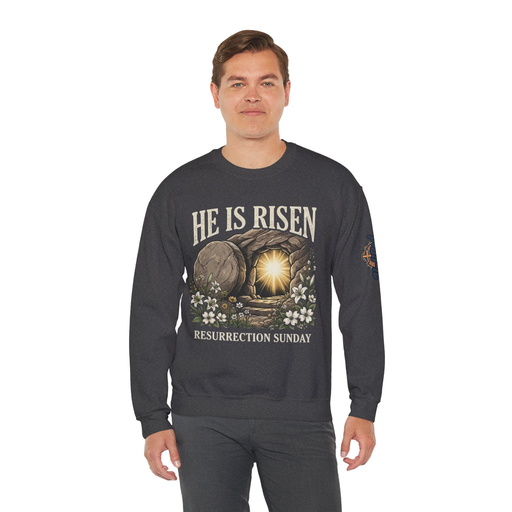 He Is Risen Sweatshirt — Jesus Christ Resurrection Easter Sweatshirt Printify