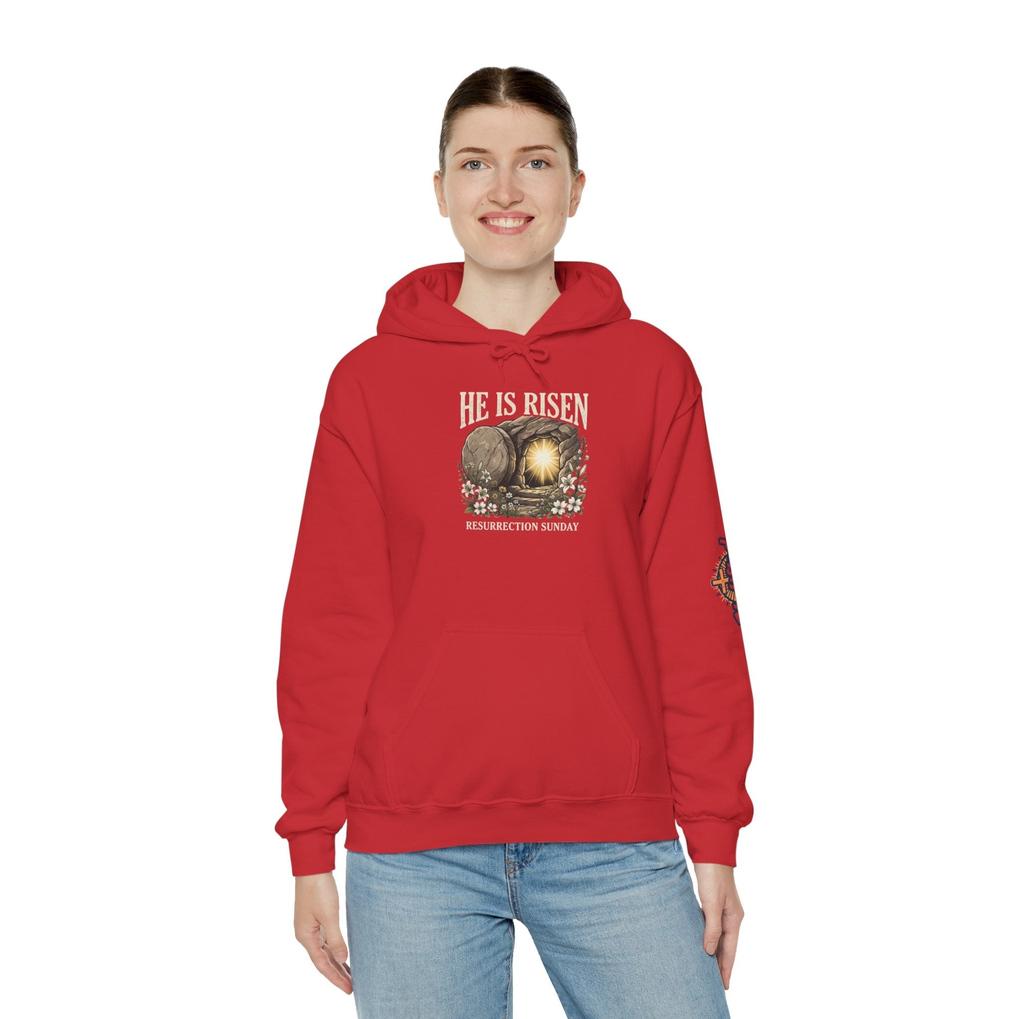 He Is Risen Hoodie — Jesus Christ Resurrection Easter Hoodie Printify