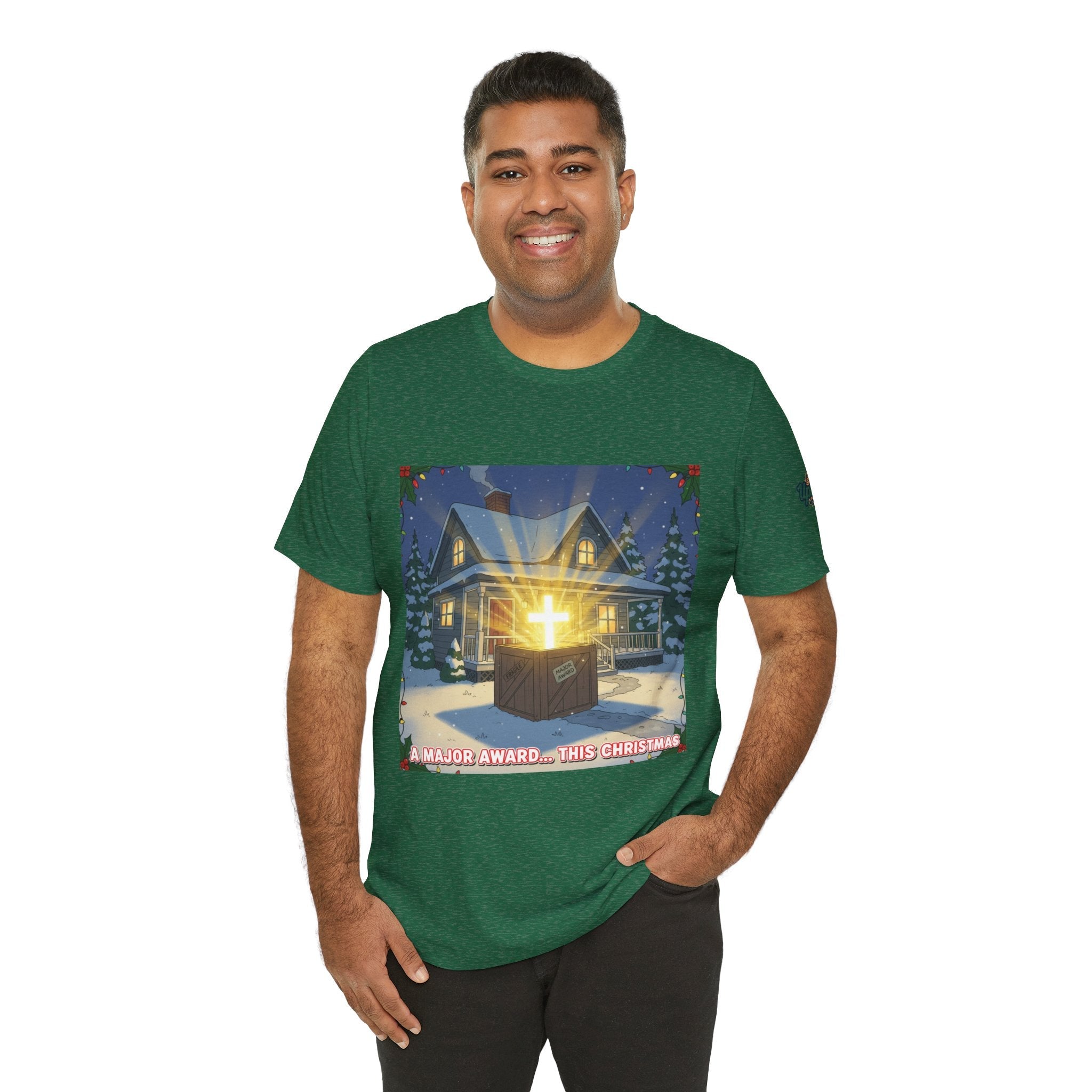A Major Award This Christmas T-shirt – Fragile Leg Lamp Parody Cross Unboxing Christian T-shirt for Hilarious Faith & Holiday Glow Printify