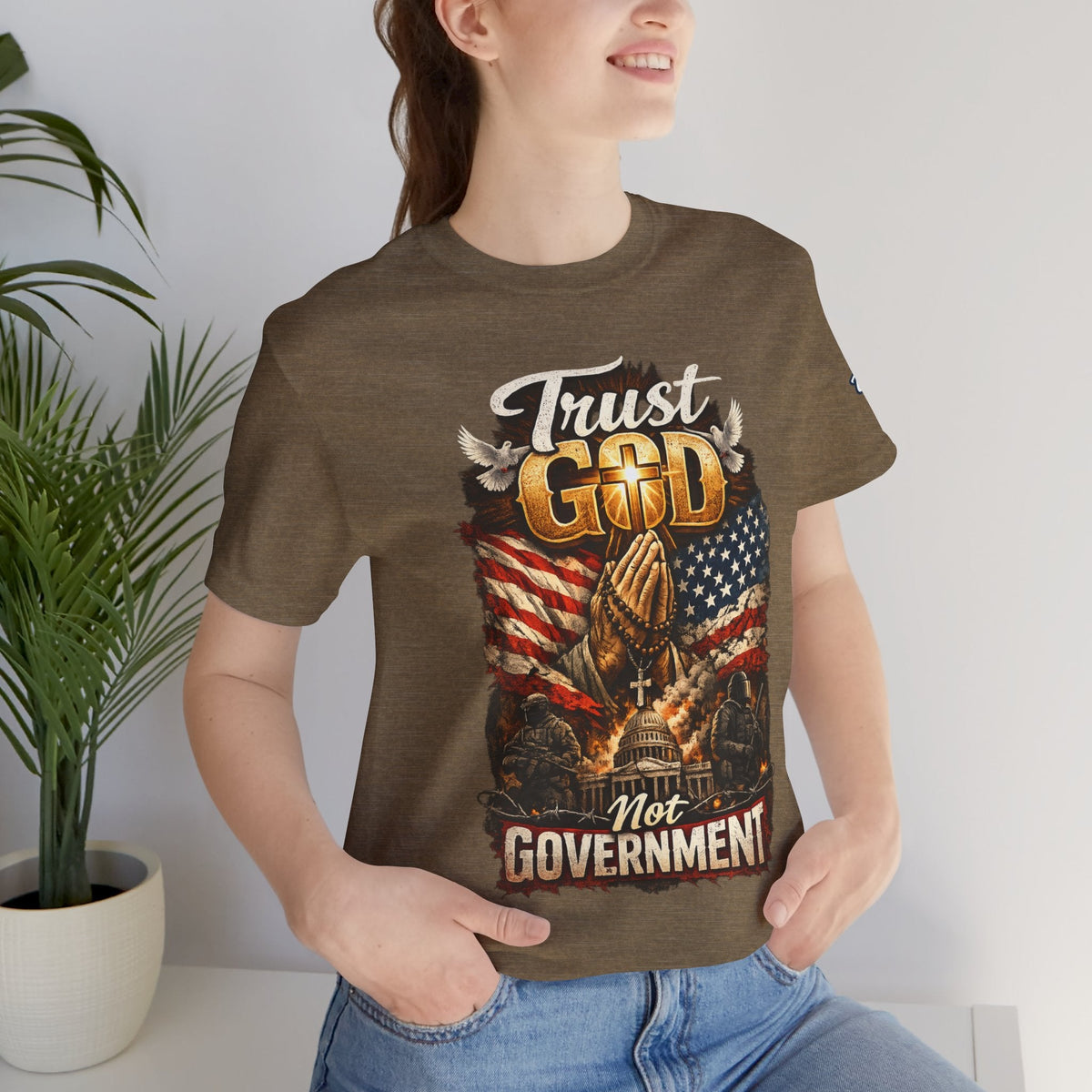 Trust God Not Government T-Shirt — Vintage Patriotic Christian Tee Printify