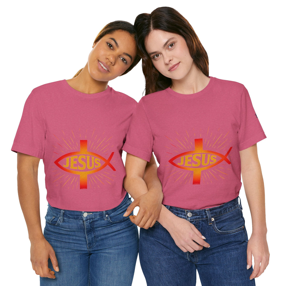 Jesus Ichthys T-shirt – Christian Fish Symbol with Cross & Jesus Inscription T-shirt for Eternal Faith & Streetwear Printify