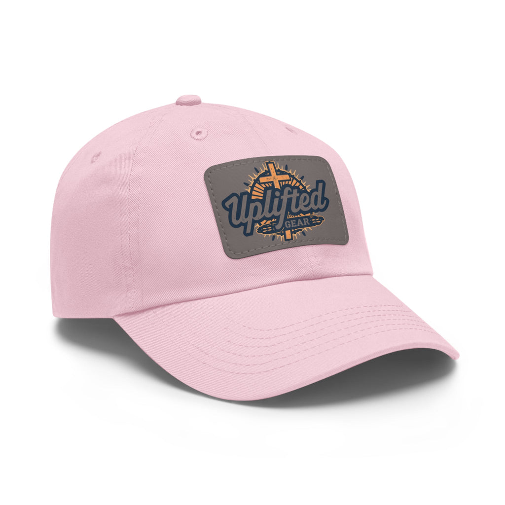 Uplifted Gear Leather Patch Dad Hat — Vintage Aviation Logo Cap Printify