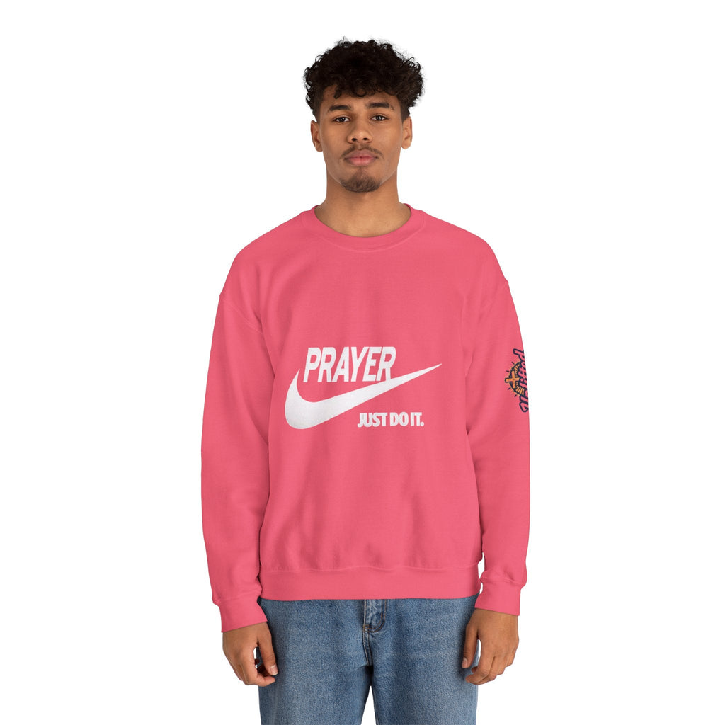 Prayer Just Do It Sweatshirt - Funny Christian Nike Parody Sweatshirt - Faith Gear Printify