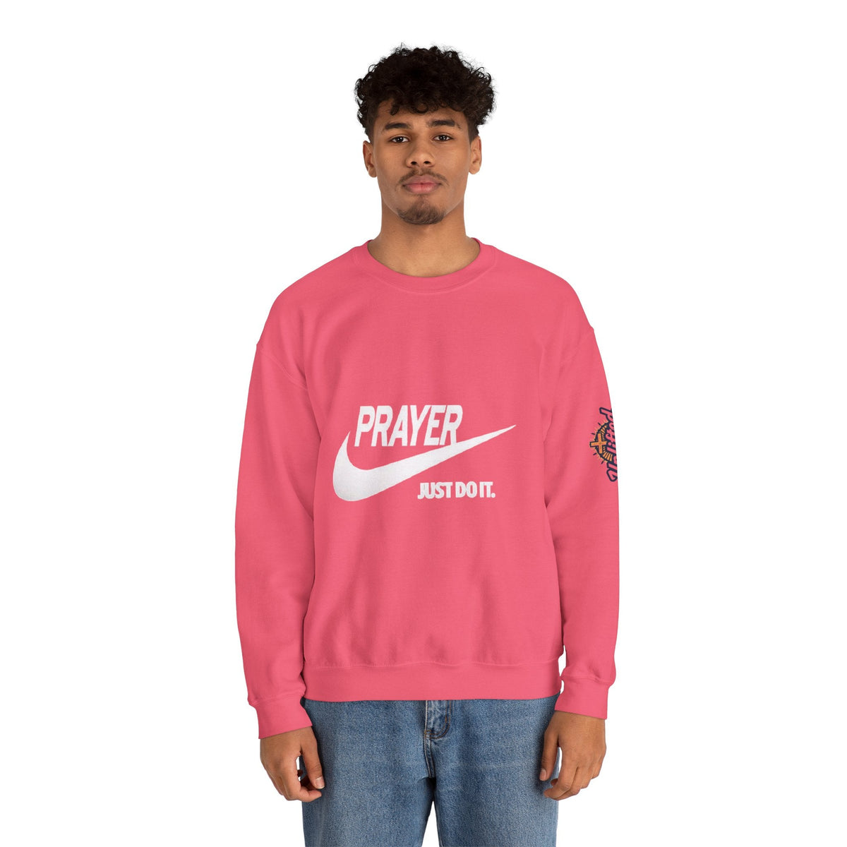 Prayer Just Do It Sweatshirt - Funny Christian Nike Parody Sweatshirt - Faith Gear Printify