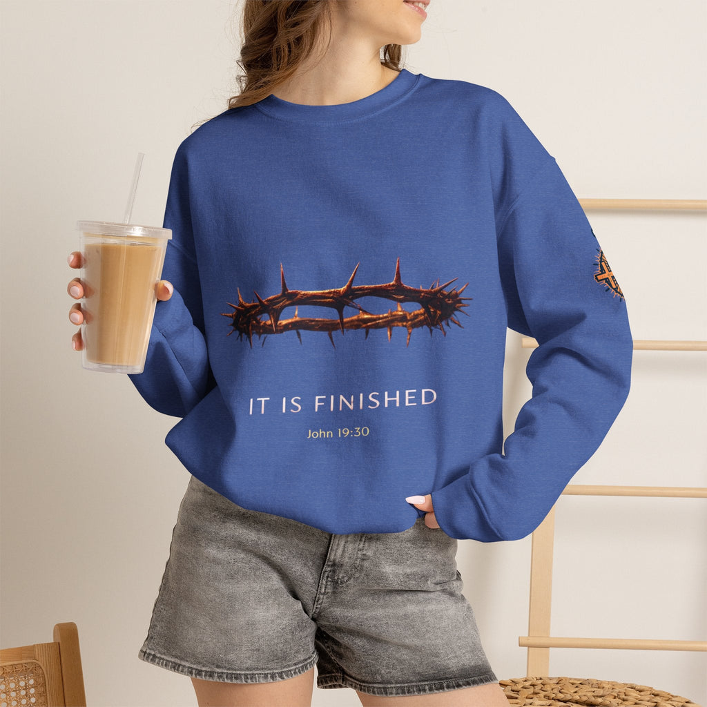 It Is Finished Crown of Thorns Sweatshirt — Christian John 19:30 Faith Sweatshirt Printify