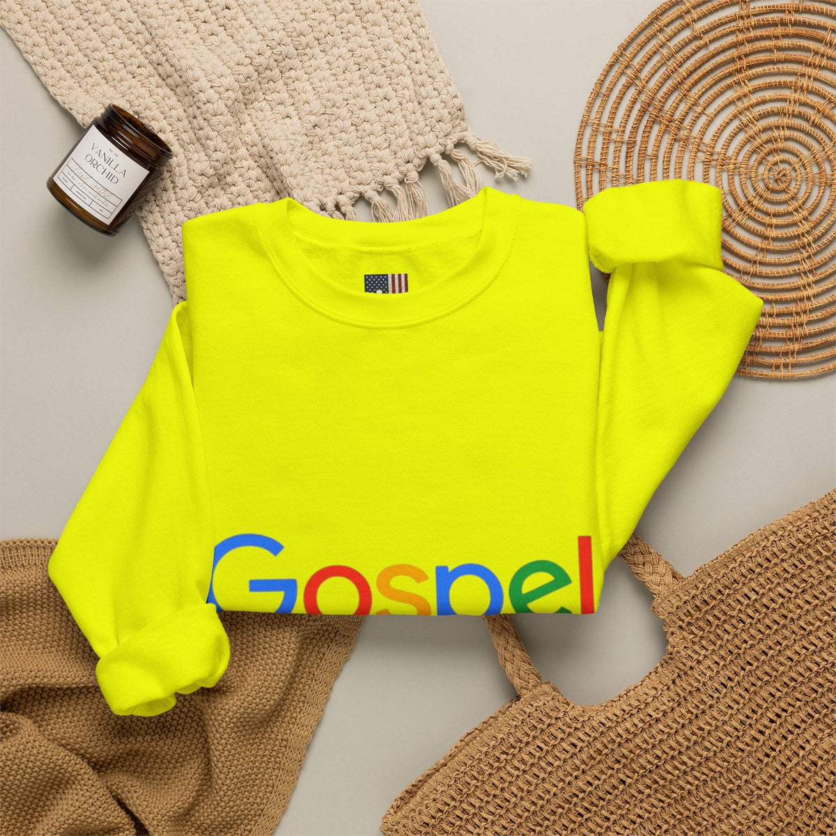 Gospel Graphic Sweatshirt — "Gospel" Colorful Logo Christian Sweatshirt Printify