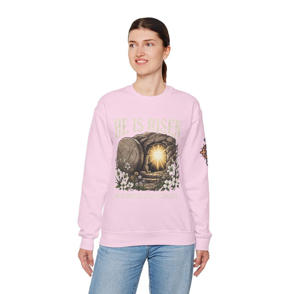 He Is Risen Sweatshirt — Jesus Christ Resurrection Easter Sweatshirt Printify