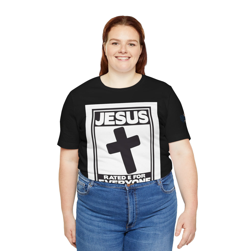 Jesus, Rated E for Everyone T-shirt - Gamer Faith T-shirt - Christian Video Game Parody Printify