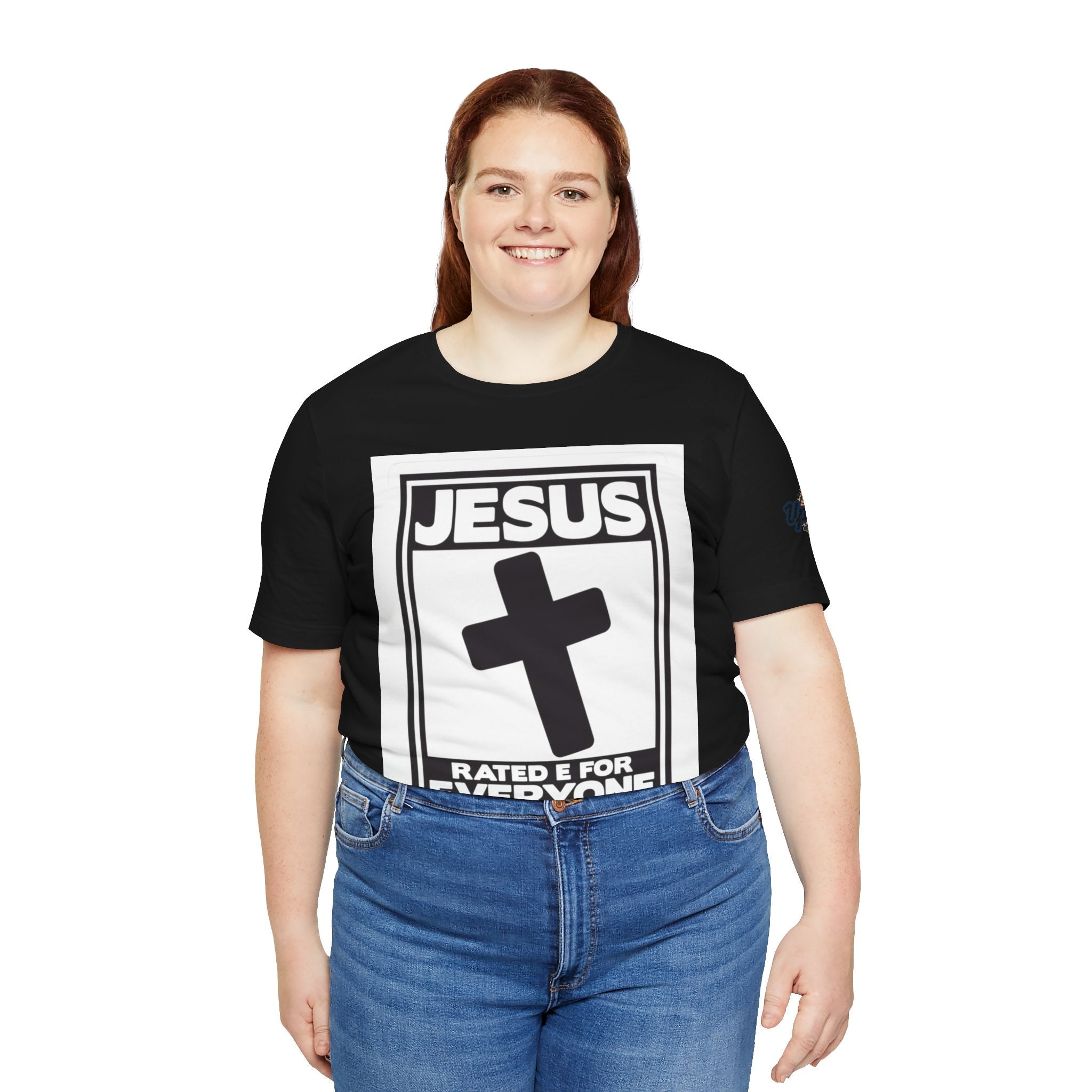 Jesus, Rated E for Everyone T-shirt - Gamer Faith T-shirt - Christian Video Game Parody Printify