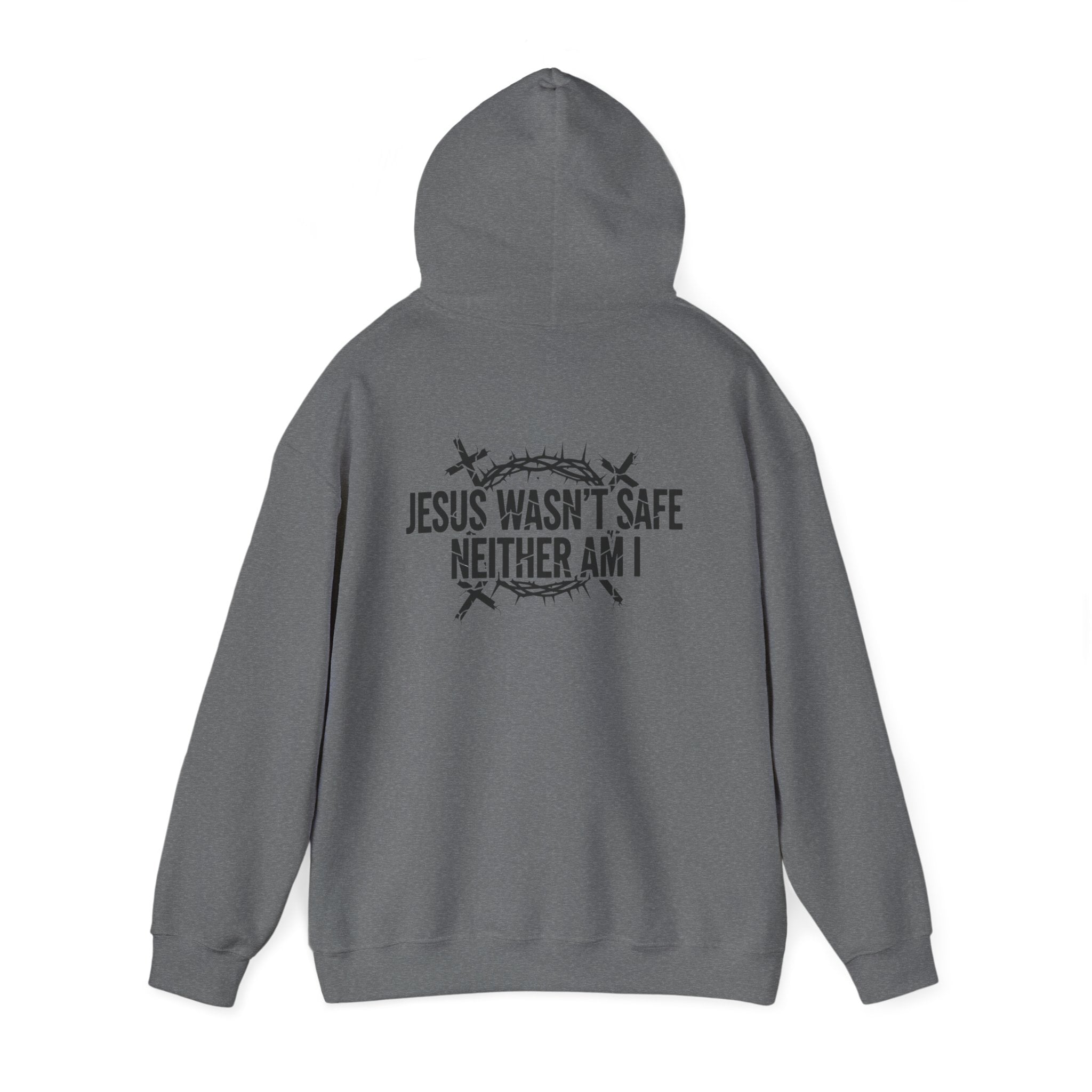 ⚡ Jesus Wasn’t Safe – Neither Am I | Bold Christian Hoodie | Storm-Walking Faith Tee | Minimalist Black & White Design | Uplifted Gear Printify