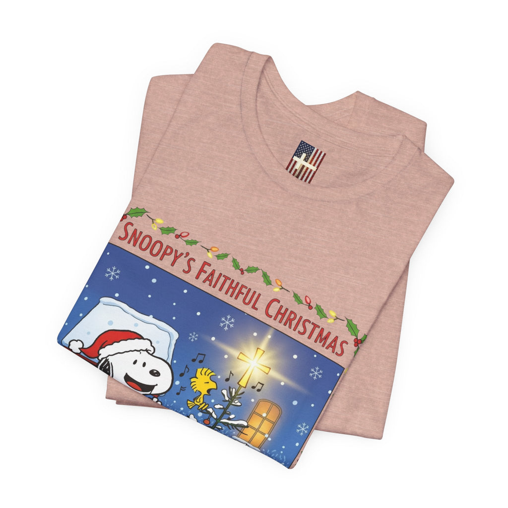 🎄 Faithful Christmas Friends – Christian Holiday T-Shirt | Festive Tree & Cartoon Duo | Heartwarming Christmas Tee by Uplifted Gear Printify