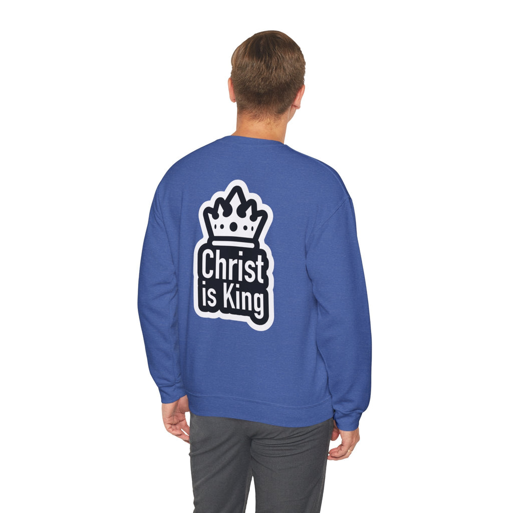 Christ is King Sweatshirt – Bold Crown & Cross Christian Hoodie for Unshakable Faith Printify