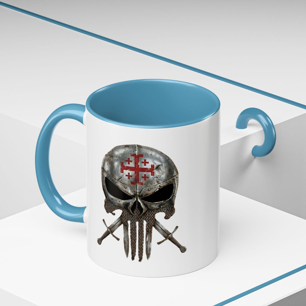 Crusader Knight Coffee Mug — 'Armor of God' Christian Skull 11/15oz Accent Mug Printify