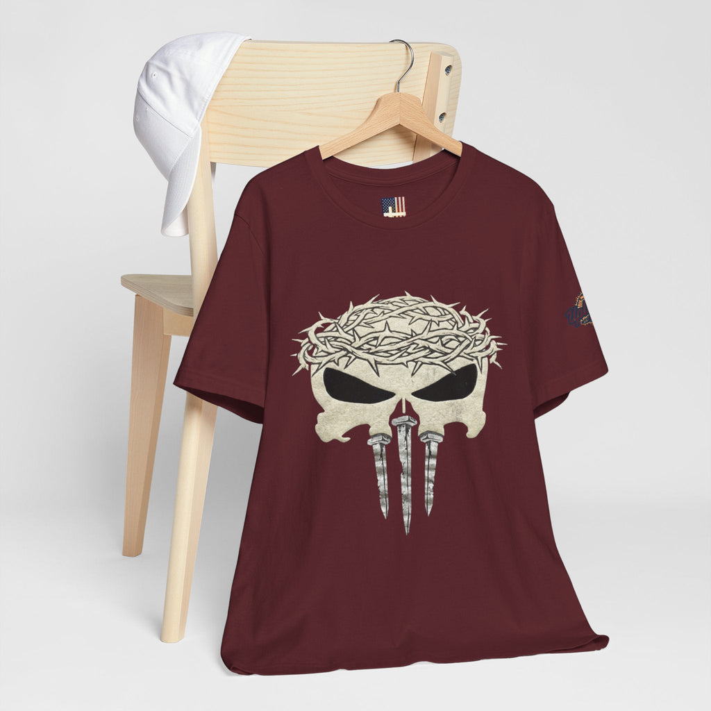 Christian Skull T-shirt - Crown of Thorns & Nails - Warrior Faith T-shirt Printify