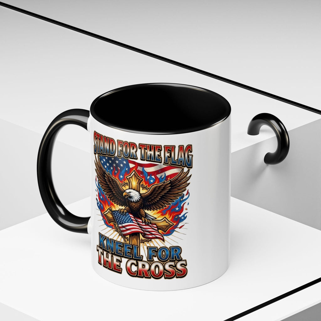 Patriotic Eagle Coffee Mug — "Stand for the Flag, Kneel for the Cross" (11/15oz) Printify