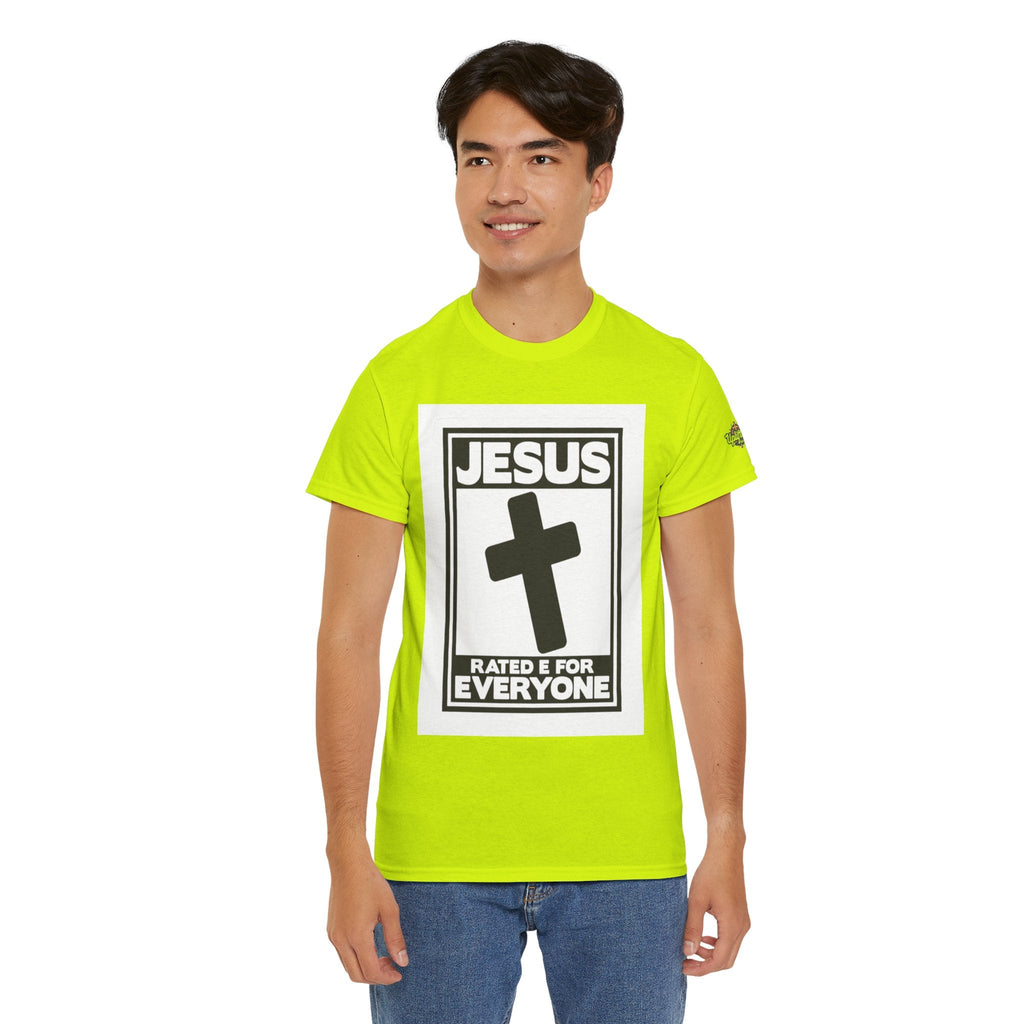 Jesus, Rated E for Everyone T-shirt - Gamer Faith T-shirt - Christian Video Game Parody Printify