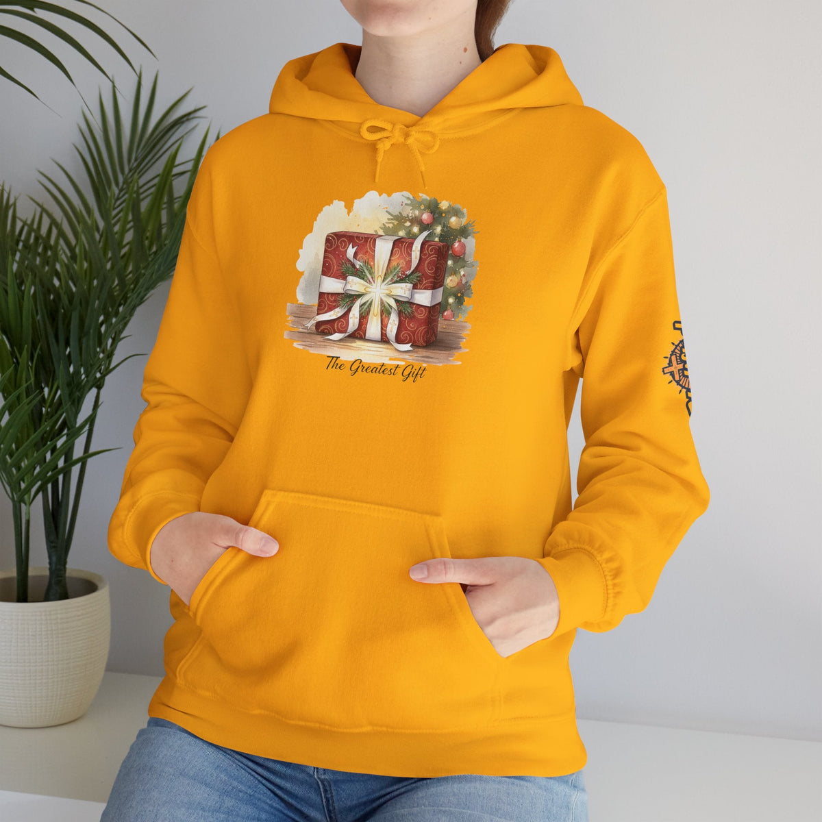 The Greatest Gift Hoodie – Cross Bow Present Christian Hoodie for Christmas Salvation & Eternal Faith Printify