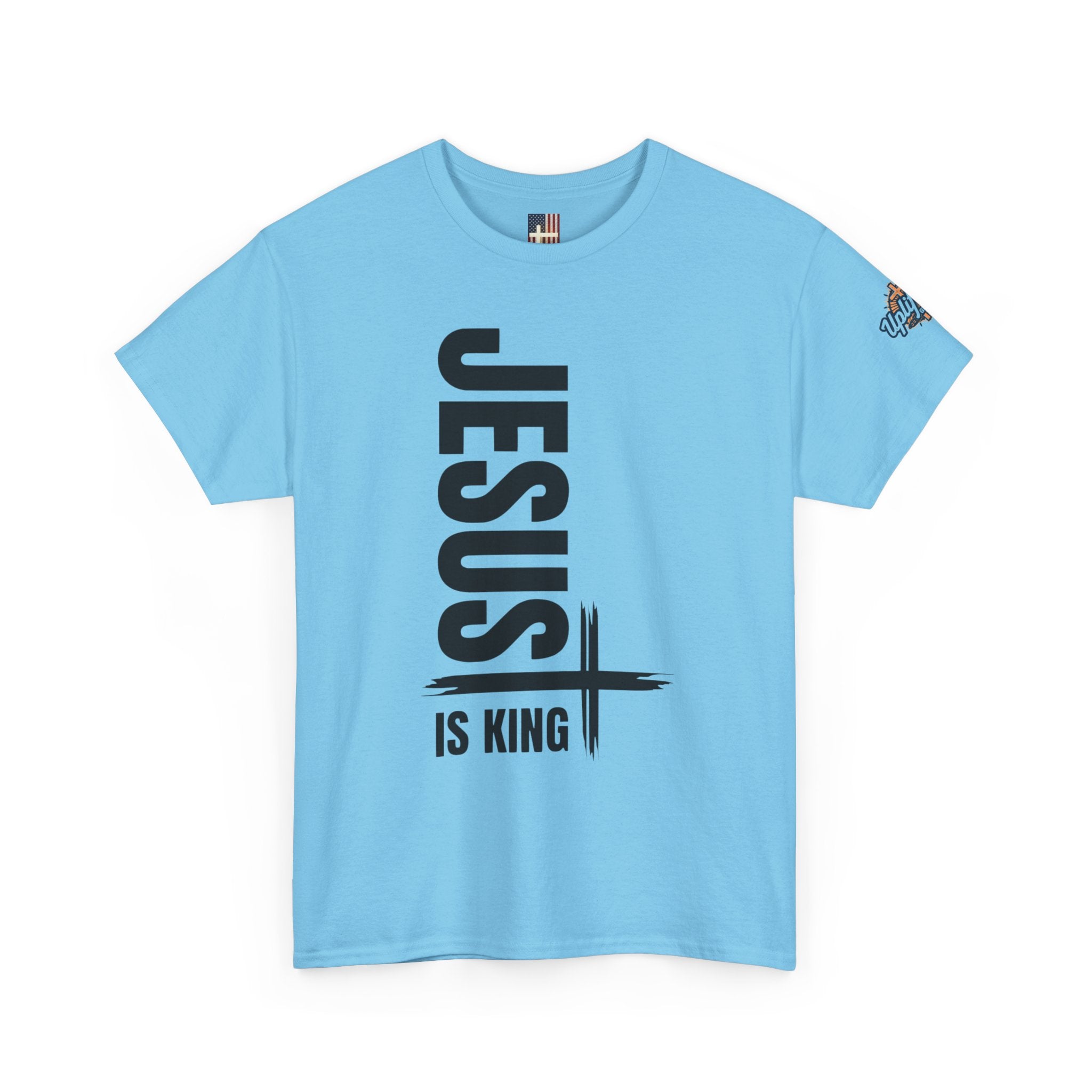 Jesus Is King T-shirt | Modern Typographic Cross Christian T-shirt Printify