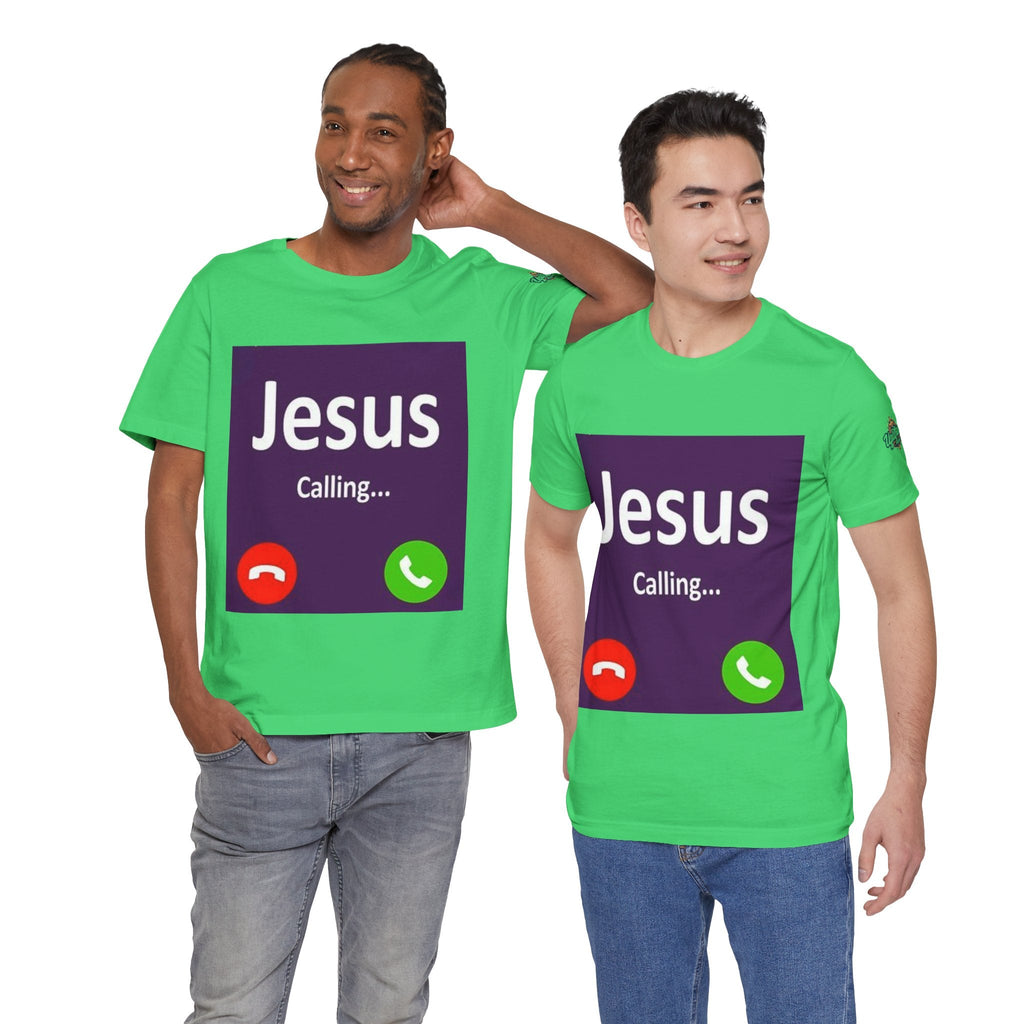Jesus Calling T-shirt – Funny Cell Phone Screen Christian T-shirt for Divine Connection & Faith Humor Printify