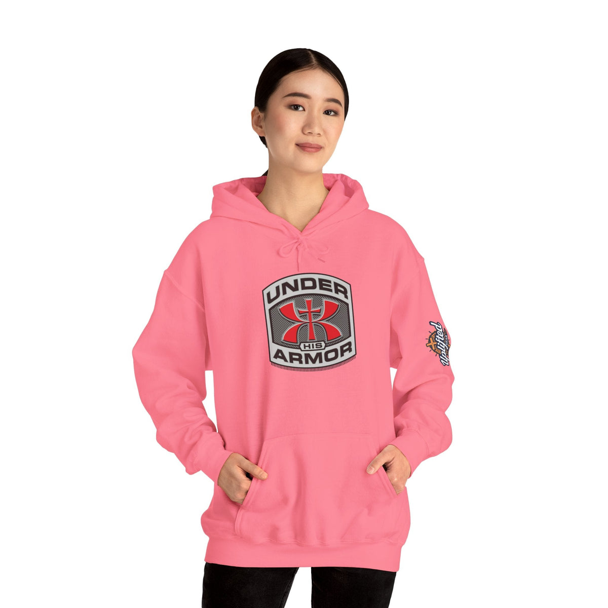 Under Armor Logo Hoodie — Black Athletic Pullover Printify