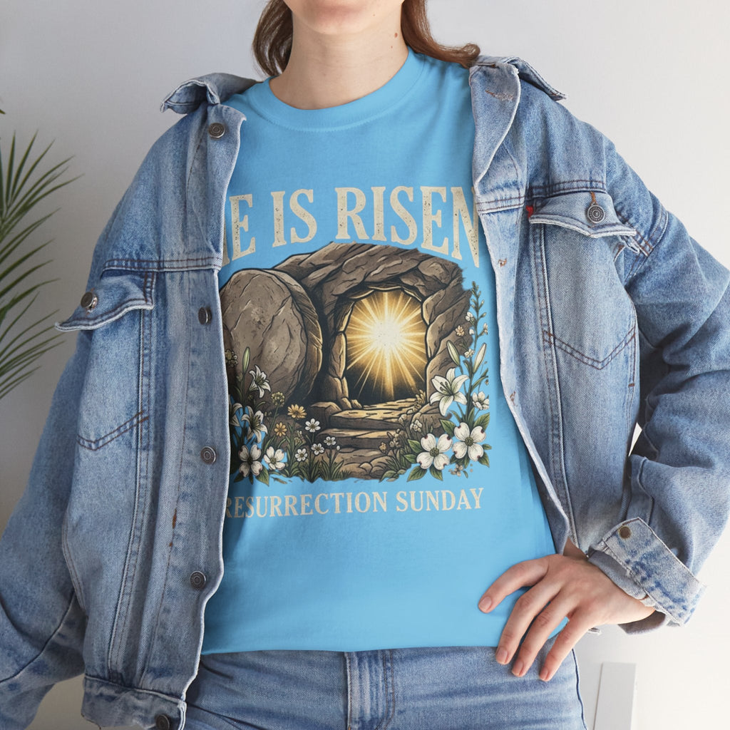 He Is Risen T-Shirt — Jesus Christ Resurrection Easter Tee Printify