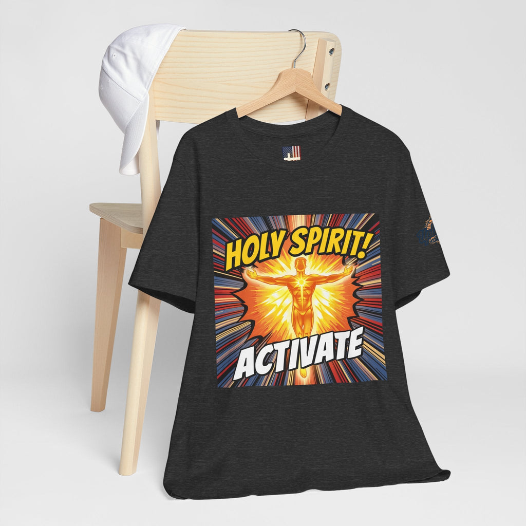 Holy Spirit Activate T-shirt – Superhero Christian T-shirt with Vibrant Power-Up Design for Faith-Fueled Boldness Printify