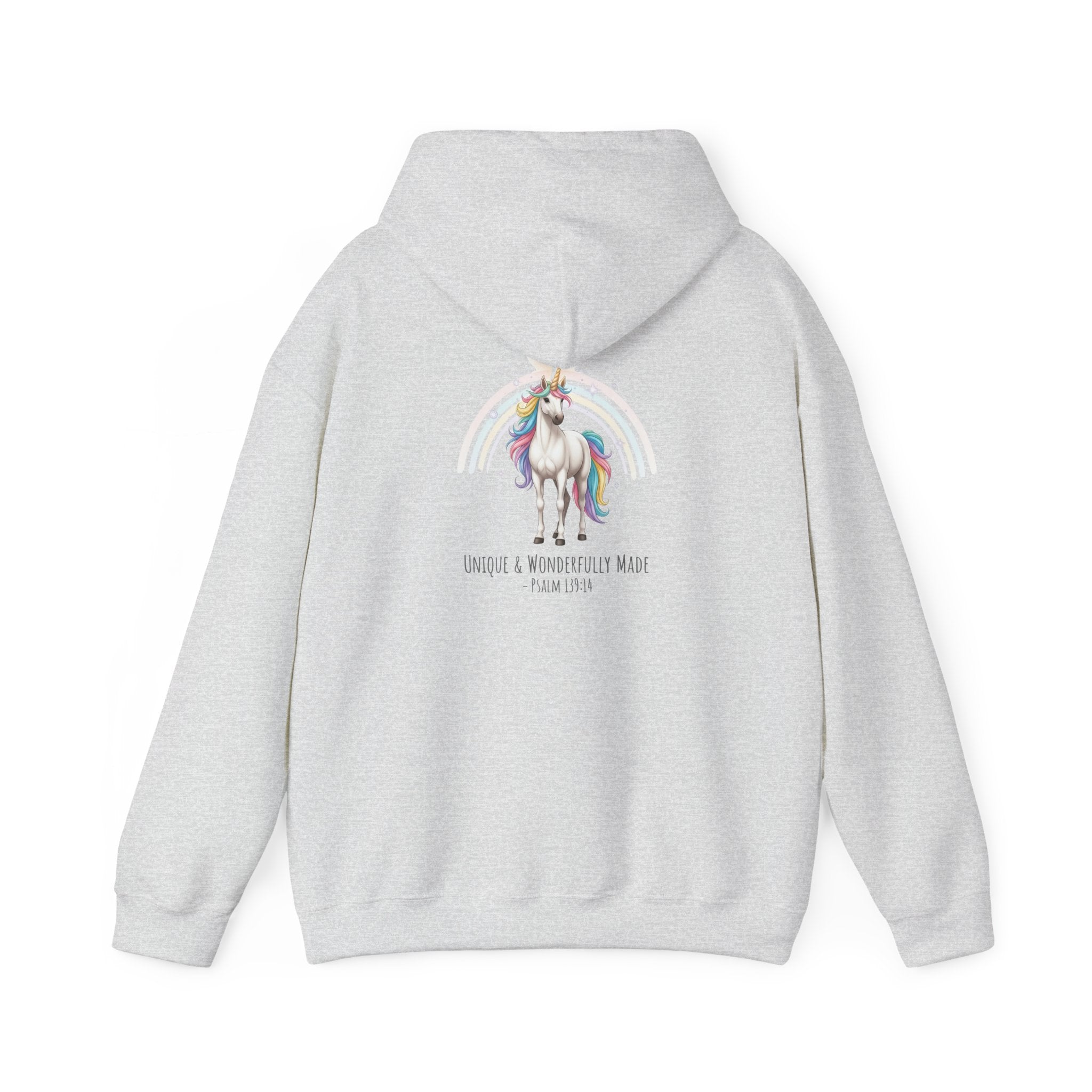 Unique Unicorn Hoodie – Rainbow Cross Psalm 139:14 Christian Hoodie for Wonderfully Made Printify