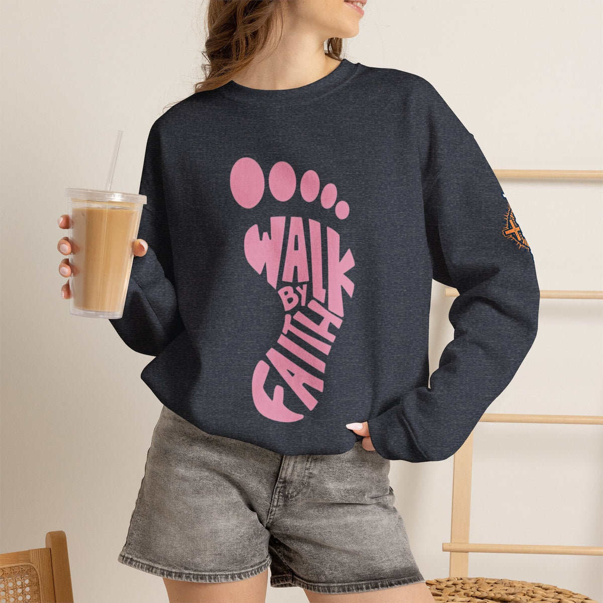 Walk By Faith Footprint Sweatshirt Printify
