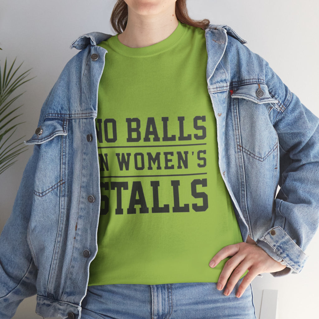 No Balls in Women's Stalls Retro Protest T-Shirt Printify