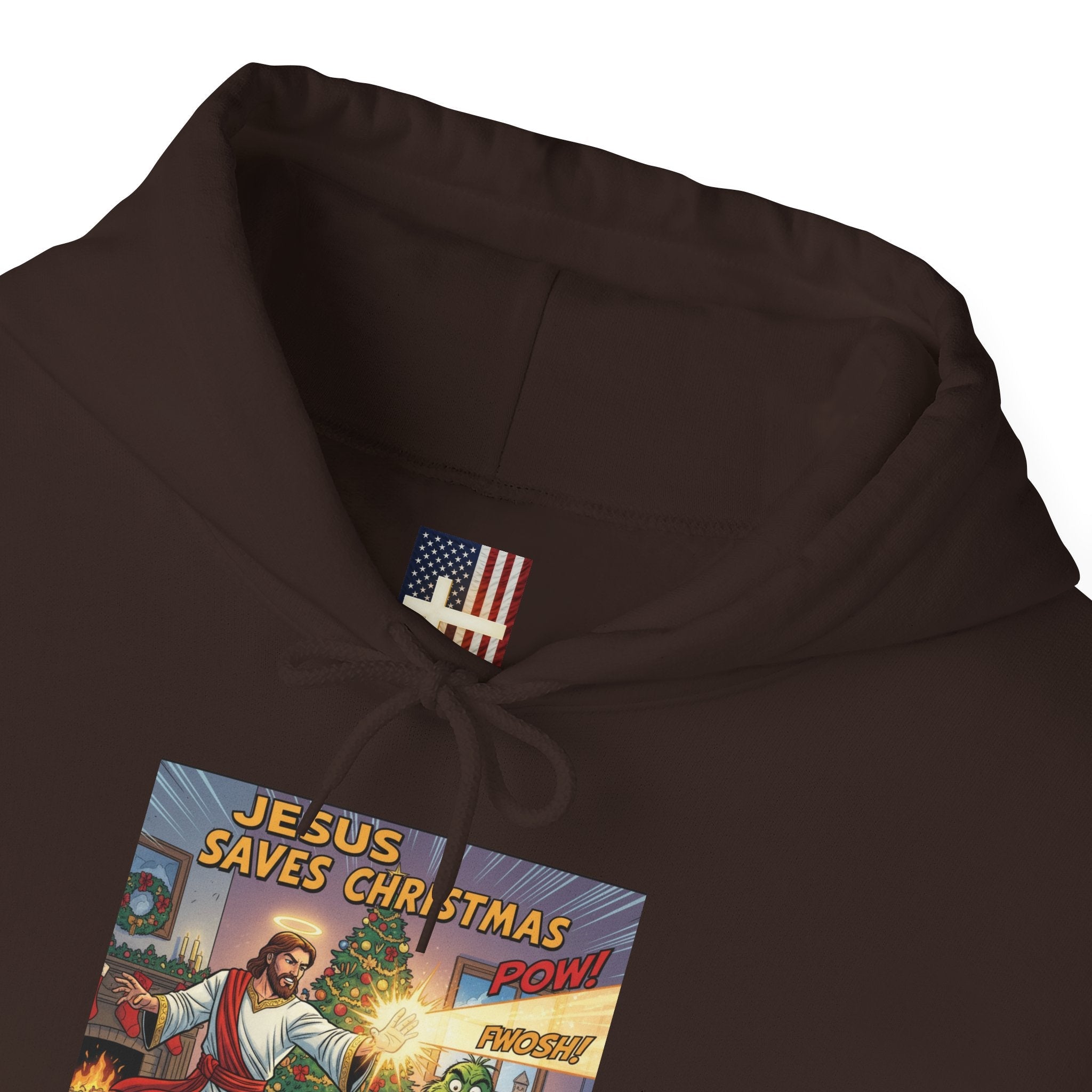 Jesus Saves Christmas Hoodie – Grinch vs Savior Light Battle Christian Sweatshirt for Hilarious Holiday Faith & True Joy Printify