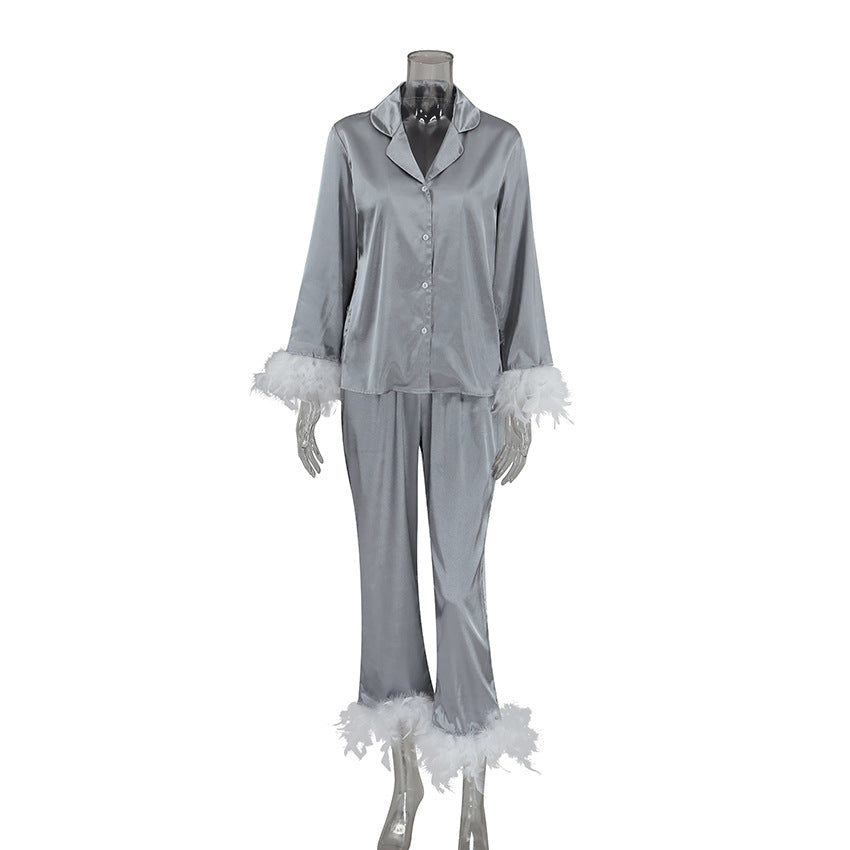 Heavenly Feathered Silk Pajamas in color options Pretty Little Patriot