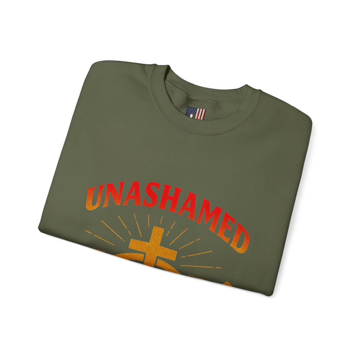 Unashamed Sweatshirt – Ichthys Jesus Fish & Cross Christian Sweatshirt for Romans 1:16 Bold Faith Printify