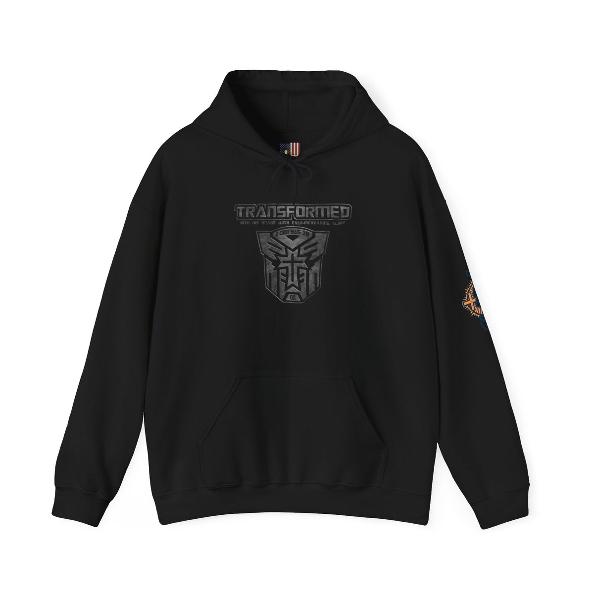Transformer Logo Christian Hoodie | 2 Corinthians 3:18 Bible Verse Hoodie Printify