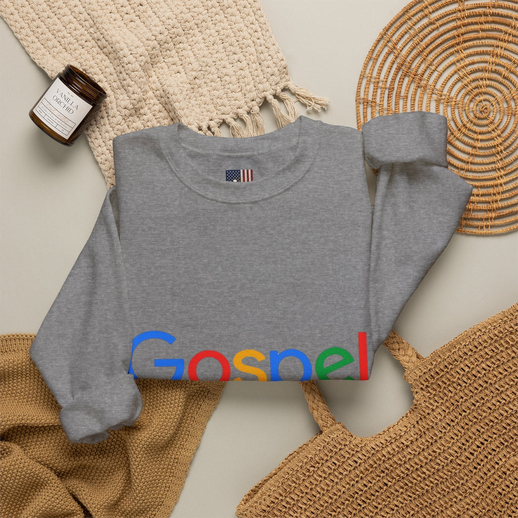 Gospel Graphic Sweatshirt — "Gospel" Colorful Logo Christian Sweatshirt Printify