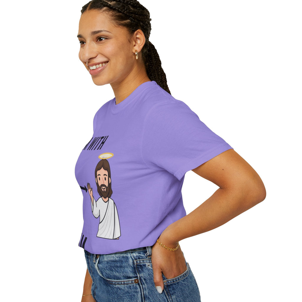 🔥 I’m With Him → Christian T-Shirt | Arrow Pointing to Jesus | Minimalist Faith Tee | Subtle Cross Design | Bible-Inspired Apparel by Uplifted Gear Printify