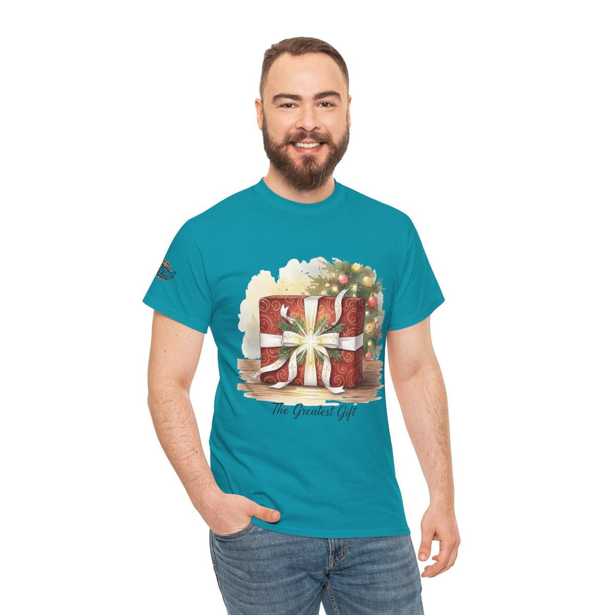 The Greatest Gift T-shirt – Cross Bow Present Christian T-shirt for Christmas Salvation & Eternal Faith Printify
