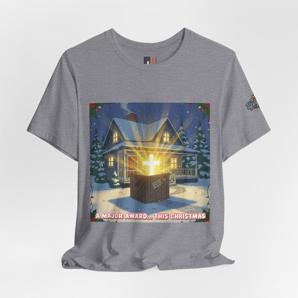 A Major Award This Christmas T-shirt – Fragile Leg Lamp Parody Cross Unboxing Christian T-shirt for Hilarious Faith & Holiday Glow Printify