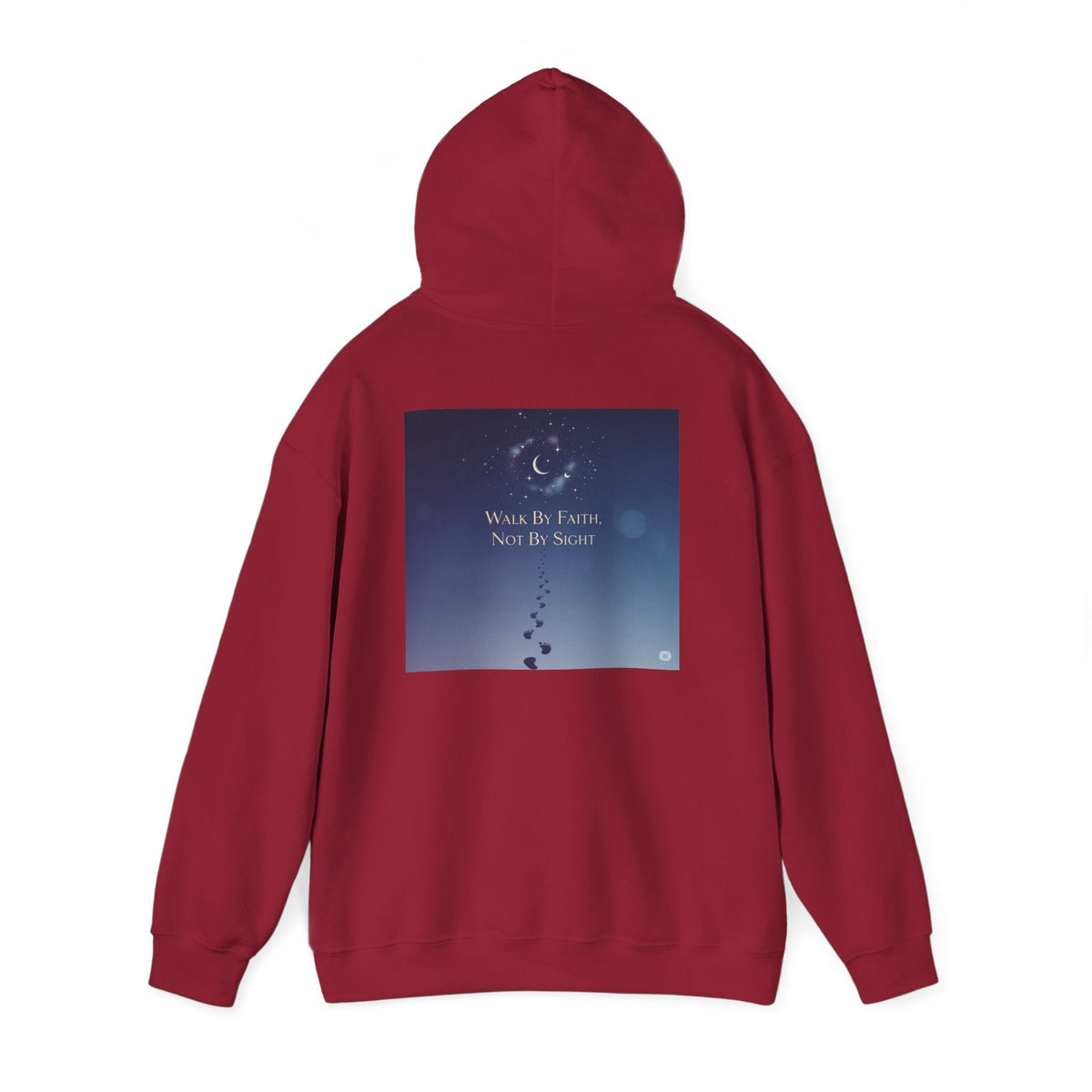 Walk by Faith, Not by Sight Hoodie – Moonlit Footprints Christian Hoodie for Cozy Nights Printify